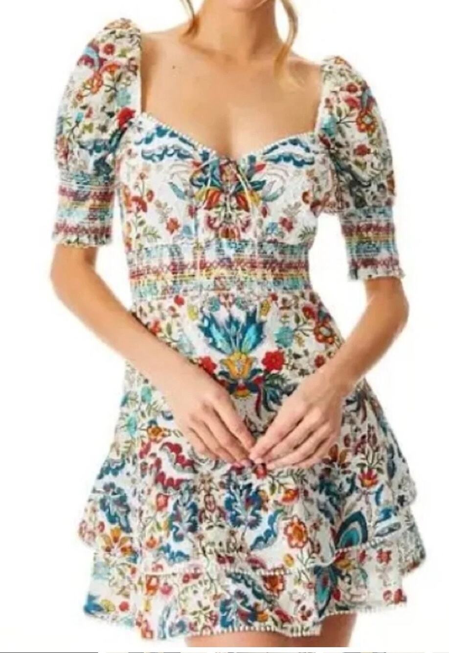 Alice + Olivia Crawford Floral Eyelet Mini Dress Size 4 $440